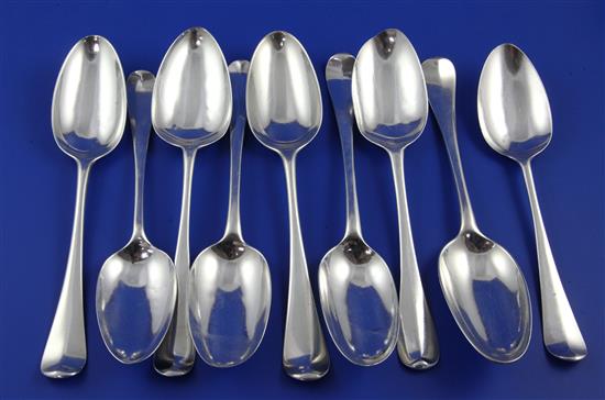 9 x 18th century silver table spoons
